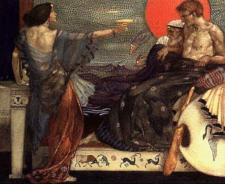 Medea offre coppa avvelenata a Teseo e al padre Egeo, 1910, William Russell Flint